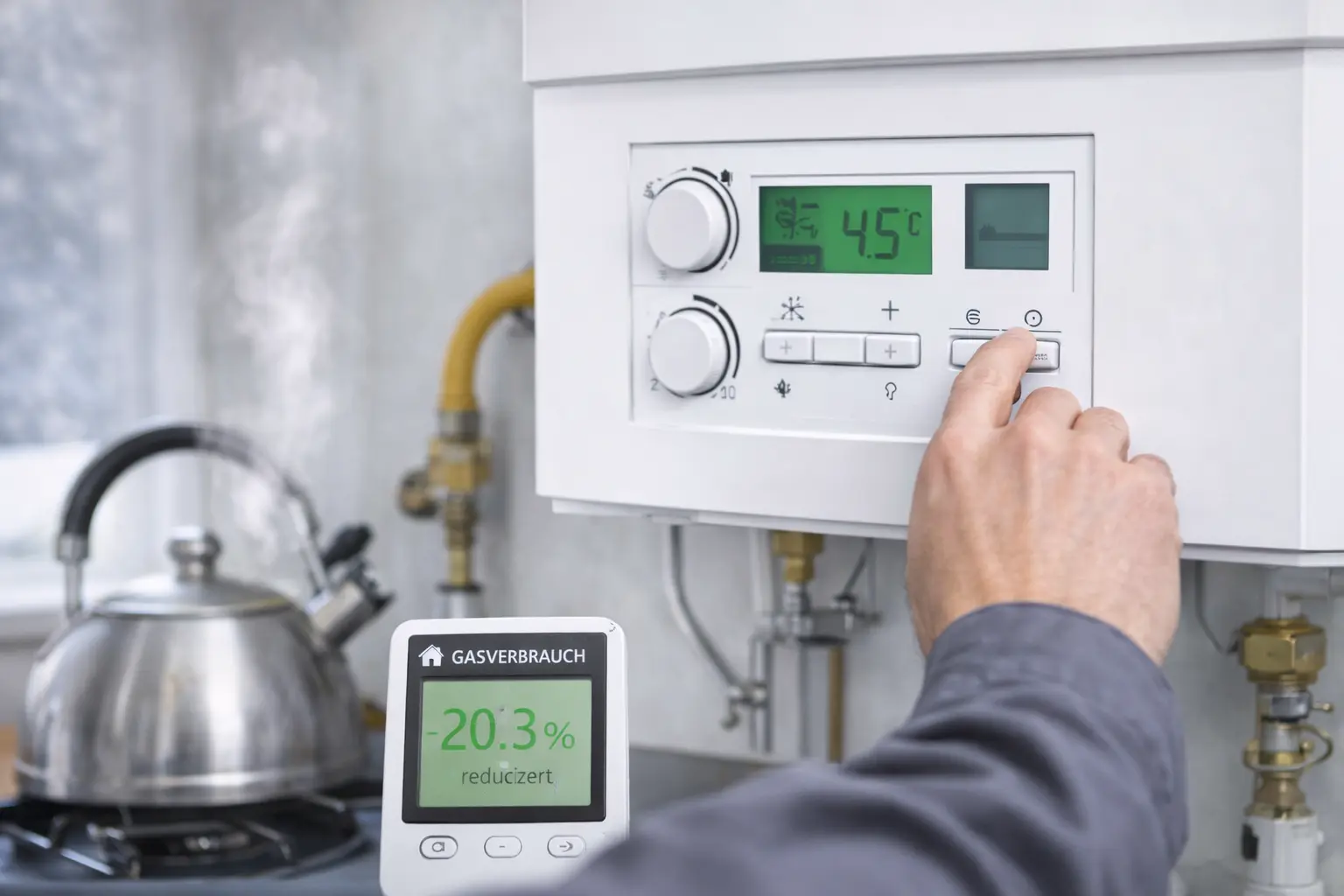 Geringerer Gasverbrauch durch moderne Gastherme nach Thermentausch